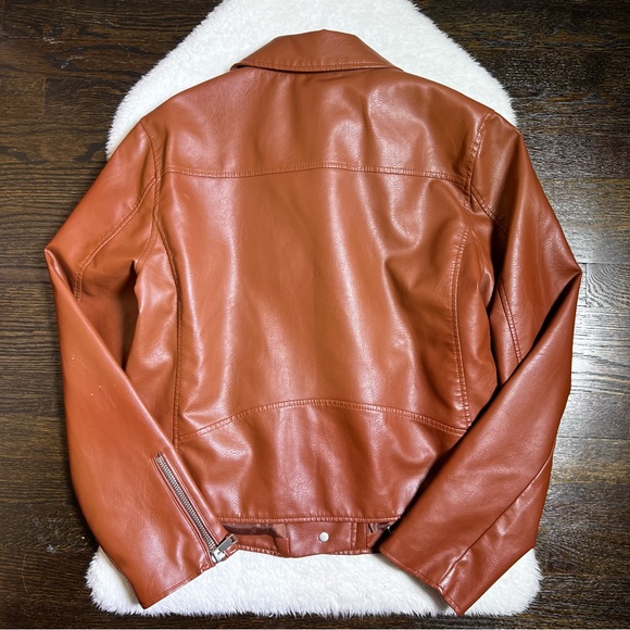 Anthropologie Brown Vegan Leather Moto Jacket Extra Large - Picture 5 of 15